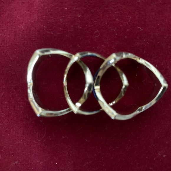 Geometric Chevron Enamel Statement Ring Size 6 – Gold-Tone with Blue Stripes - Picture 6 of 6